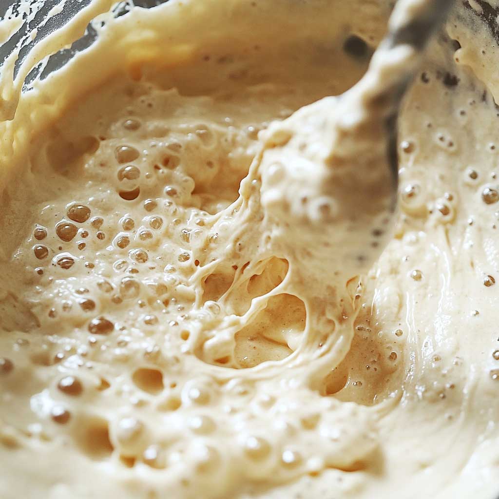 Sourdough Discard Crumpet Recipe: You’ll Absolutely Love 10 Bubbly sourdough discard crumpet batter being mixed