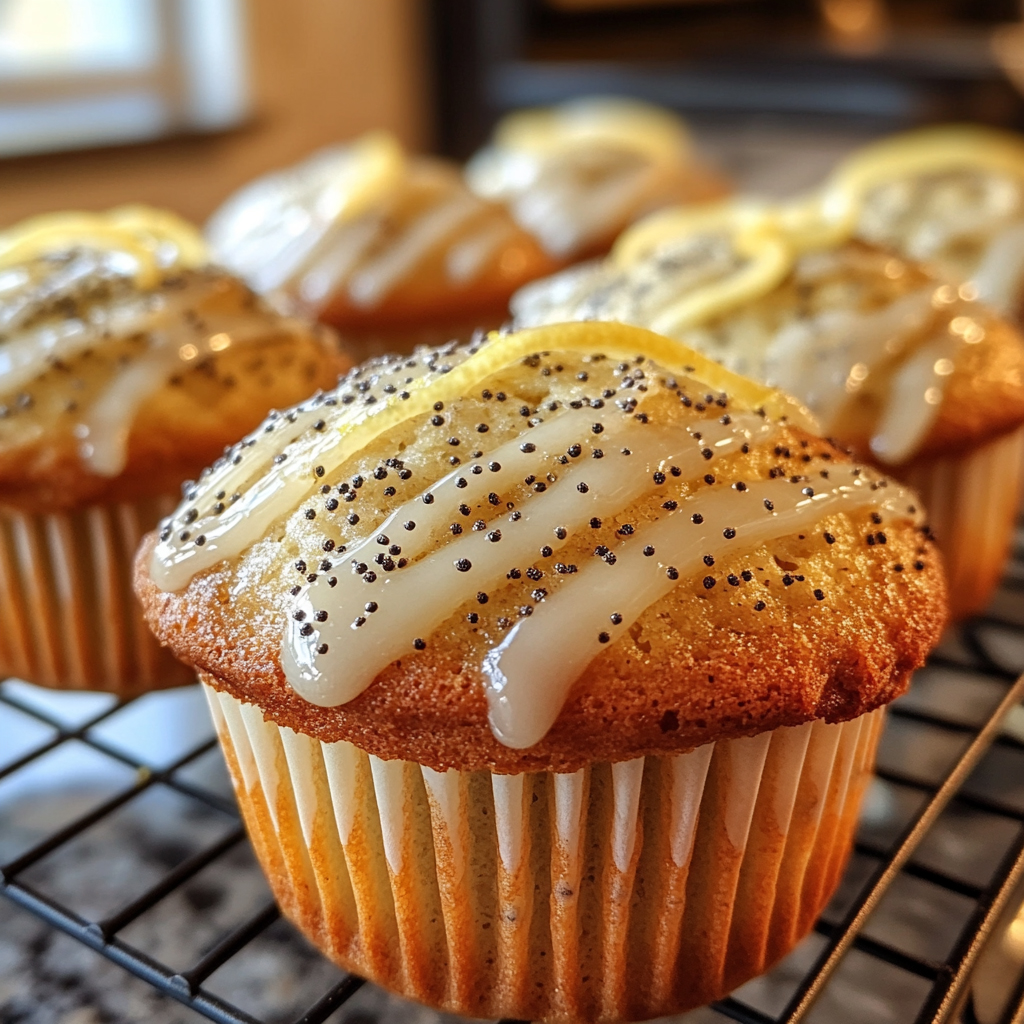 Sourdough Discard Lemon Poppy Seed Muffins 7 Bright, tangy muffins made with sourdough discard and topped with a zesty lemon glaze.